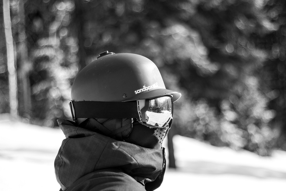 Skier in a helmet