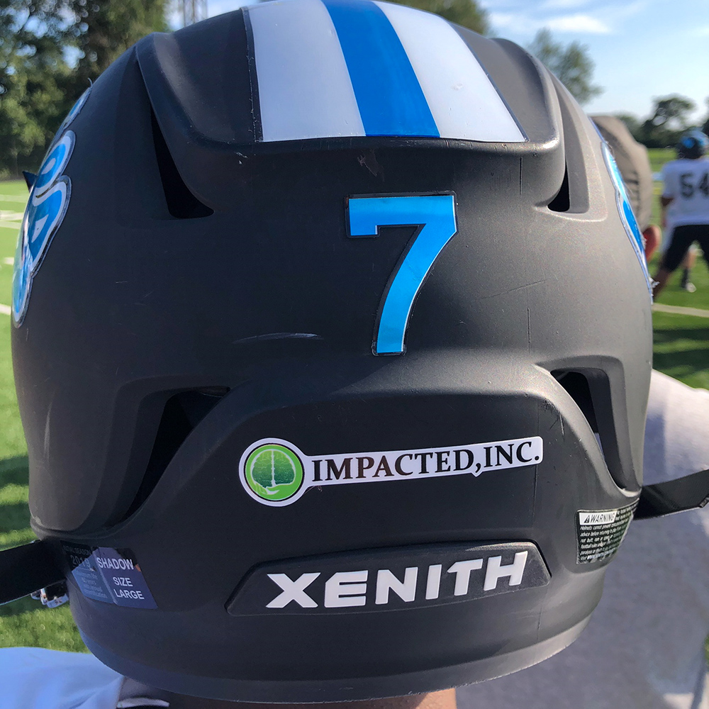 Washington High School Xenith Helmet with Impacted, Inc. logo